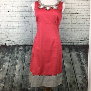 Boden WH188 Red Sheath Applique Keyhole Dress